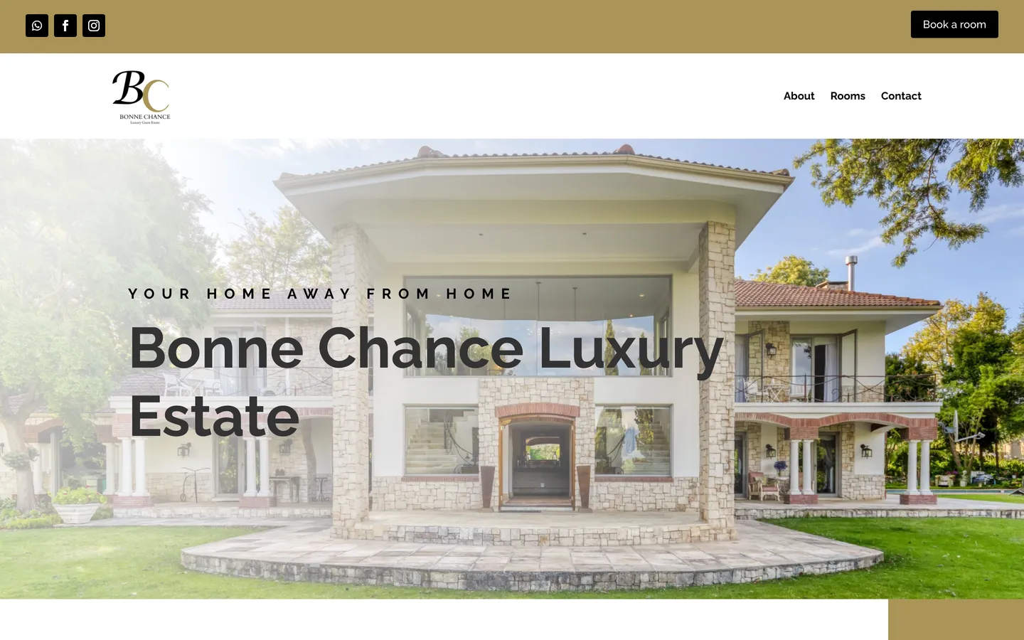 The Bonne Chance Luxury Estate website homepage