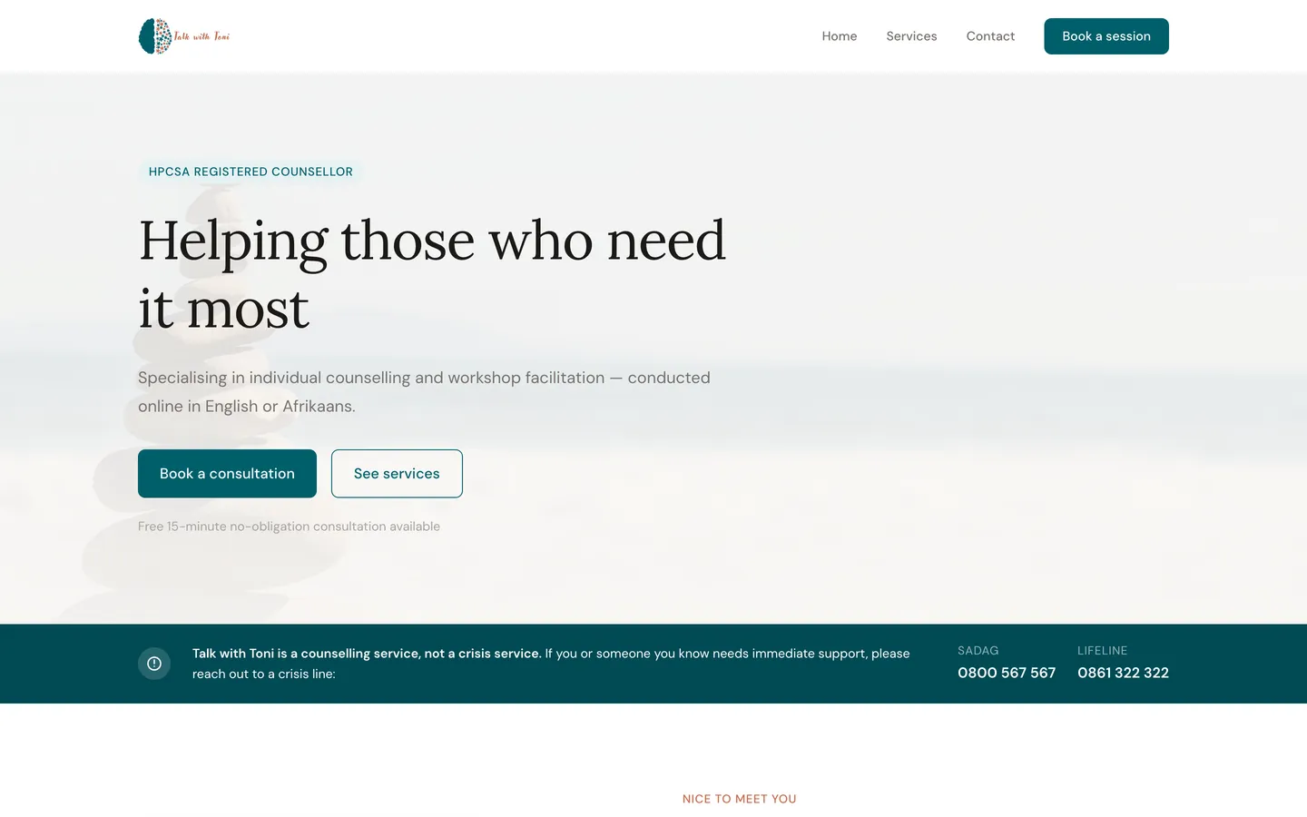 The Talk with Toni website homepage